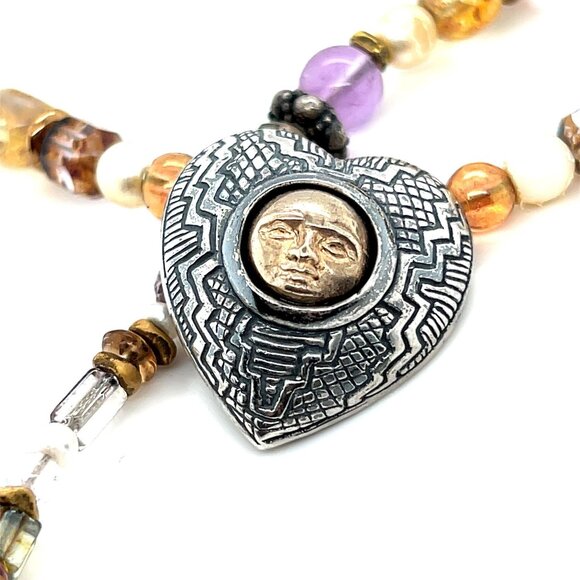 Sterling 925 Robert’s Shields Face Heart Beaded Necklace - Picture 3 of 7